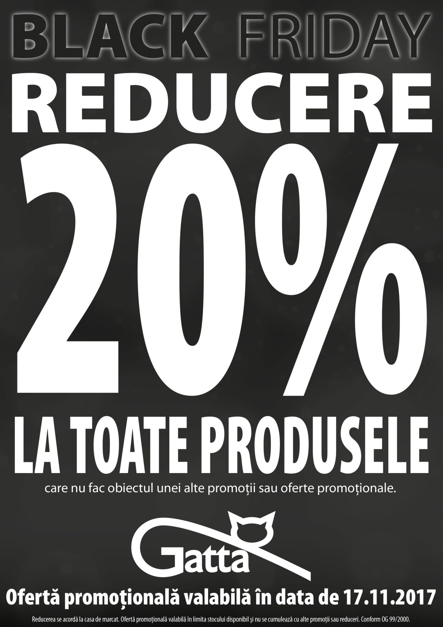 Gatta reduxere 20% la toate produsele de black friday