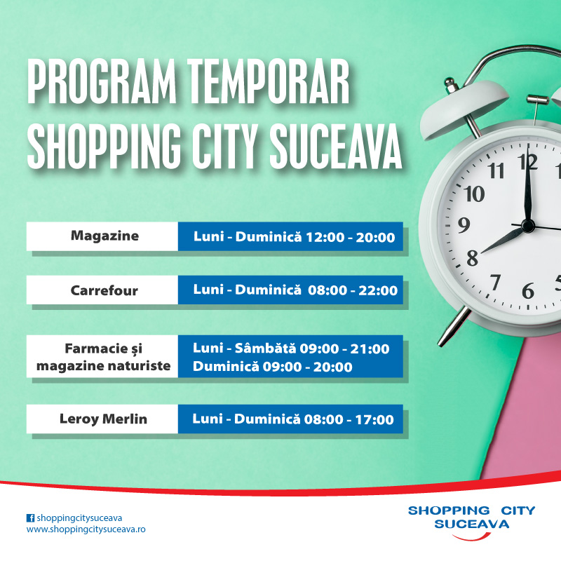 Program redus și alte măsuri preventive, la Shopping City Suceava