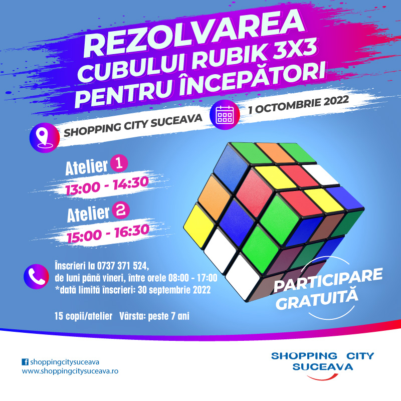 Rezolvarea cubului Rubik 3×3 pentru începători – la Shopping City Suceava